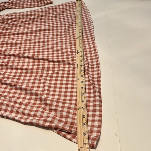 Chicsoul Rust Colored Gingham Print Long Sleeve Dress Size 2X - Picture 5 of 9